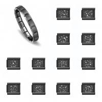Perline per Bracciali con Charm Italiani all'Ingrosso, Segno Zodiacale Nero, Charm Modulari Fai da Te per Creazione Gioielli Donna, Regalo