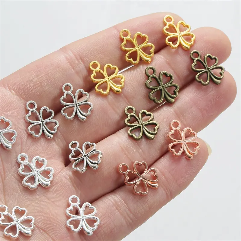 Mode Mooie Vier Clover Lichtmetalen Zilveren Bedels Hangers Voor Sieraden Maken Armband Oorbellen Diy Sieraden Maken Vinden Charms