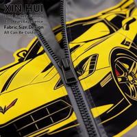 Blouson bomber coupe-vent à capuche pour homme, avec logo personnalisé, imprimé graffiti automobile, style streetwear de course, coupe longue et ample, haute qualité, Techwear