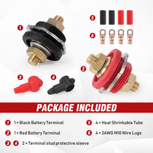 Kit de bornes de batterie automobile universelles 3/8 po, bornes annulaires rouge et noir, connecteurs de chargeur 250A - Product Image 5