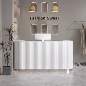 Zxm Modern Luxury Reception <b>Desk</b> for Office Beauty Salon Bar Spa Hotel <b>White</b> Wooden Reception Table with Cashier Counter <b>Cheap</b> - Product Image 3