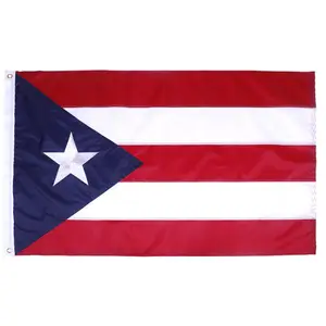 Produsen menyediakan luar ruangan tahan air 90*150cm Puerto Rico bendera bordir bendera nasional dari berbagai negara