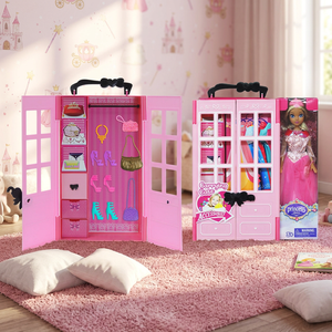 Muñeca Princesa de Moda con Accesorios de Armario, Estuche de Transporte, Juego de Juguetes de Plástico Rosa para Niñas de 5 a 7 Años - Product Image 1