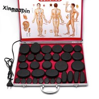 Set Pemanas Batu Vulkanik Panas-Dingin dengan Kotak Pijat Batu Bian Minyak Esensial Kelas I untuk Salon Kecantikan Guangdong