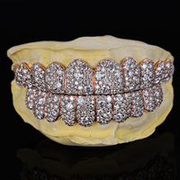 Grillz personnalisés en usine pour hommes et femmes, avec Moissanite et Diamant de laboratoire, motif nid d'abeille, en Argent S925 et Or rose massif 10K 14K 18K