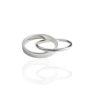 Doppio anello rotolante Vintage in argento Sterling intrecciato impilando anelli a doppia fascia