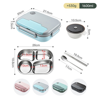 Boîte à bento Tiffin en acier inoxydable SUS 304 à 4 compartiments Couvercle en plastique anti-fuite Boîte à lunch à emporter pour enfants