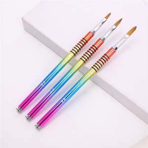 Populares pinceles de metal con mango de tubo de aluminio tallado en 3D para decoración de uñas, ideales para el comercio transfronterizo. - Product Image 3