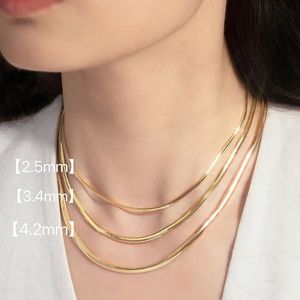 Chaîne de clavicule pour femme Xinfly en or 18 carats italien, maille serpent souple, haut de gamme, simple, tendance, or massif - Product Image 1