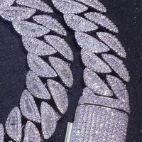 Fealux Cadena Cubana de 20mm, Plata 925, Incrustaciones Completas de Moissanita VVS Corte Baguette, Joyería Hip Hop Unisex
