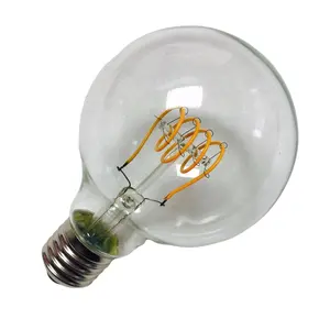 Amber G80 G95 G125 Edison Dapat Diredupkan Bohlam Filamen Lembut Lingkaran Quad Lampu Led Antik Berkedip Gratis Lampu Led Rumah Dekoratif