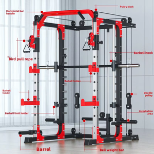 Attrezzatura Fitness Multifunzionale Smith Machine per Palestra Domestica, <span class=keywords><strong>Combo</strong></span> Crossover con Cavi e Rack per Squat in Acciaio Resistente - Product Image 2