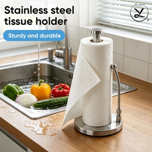 Porte-serviettes en papier vertical en acier inoxydable, support moderne pour serviettes de table, pour comptoir de cuisine, restaurant, hôtel - Product Image 1
