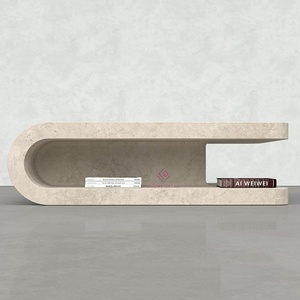 Meja kopi Travertine krem alami desain kelas atas meja penyimpanan Travertine Romawi Modern untuk apartemen kecil - Product Image 3