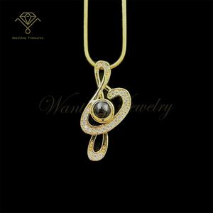 LV012 Je t'aime en 100 langues Projection Fashion Chokers Colliers Hommes Plaqué or 18K Serpent Charm Collier Pendentif Bijoux - Product Image 2