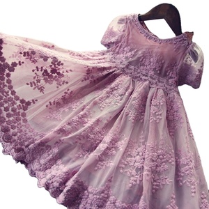 Venta al por Mayor de Ropa Infantil de Boutique, Vestidos de Niña con Flores Moradas, Tutú Largo con Encaje - Product Image 1