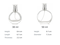 Flacon de parfum rond en verre transparent de 30 ml et 50 ml, flacon atomiseur de parfum vide de luxe avec pompe pulvérisatrice dorée ou argentée, emballage cosmétique