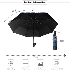 Custom Fully-Automatic Three-Folding <b>Umbrella</b> Logo Printing 190T Pongee Auto Open Button Modern Design Business Gifts Plastic - Product Image 4
