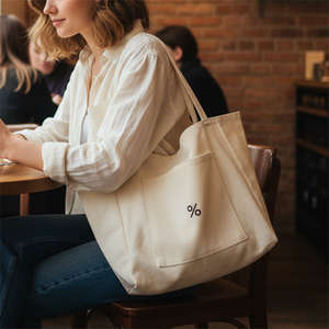 กระเป๋าผ้าแคนวาสสะพายไหล่ใบใหญ่แบบเรียบๆ ขายดี สามารถสกรีนโลโก้ได้ เหมาะสำหรับใส่ของช้อปปิ้ง - Product Image 6