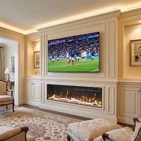 Cheminée électrique murale encastrée moderne à 3 côtés en acier avec télécommande, flamme LED réaliste, pour intérieur domestique, 40-100 pouces