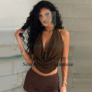 Custom Featuring a Sexy Backless Look for Summer Women's Solid Color <strong>Form-Fitting</strong> <strong>Short</strong> and Body-Hugging <strong>Dress</strong> - Product Image 4