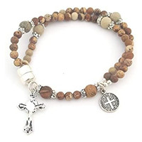 Bracelet élastique double cercle en acrylique imitation pierre violette avec breloques Vierge Marie pour festivals religieux - Vente en gros