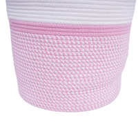 Panier de rangement tressé en coton bicolore grande capacité avec poignée, couleur personnalisable