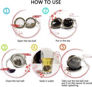 Trà Infuser thép không gỉ Bóng lưới trà lọc thạch anh tím trắng pha lê mặt trăng mặt dây chuyền trà bóng lọc với chuỗi mở rộng - Product Image 2