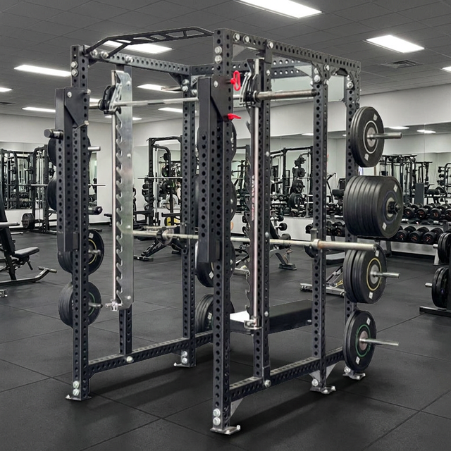 Commercial Grade Smith Machine Steel Frame Multi Function Power Cage Squat Rack Gym Strength Training Equipment