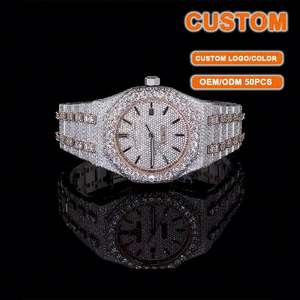 Relojes Mecánicos Automáticos Personalizados de la Mejor Calidad, Reloj Deportivo con Diamantes y Moissanita, Función de Fecha, Caja de Acero Estilo Hip Hop para Hombre y Mujer - Product Image 1