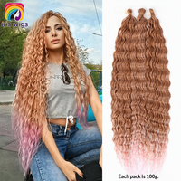 Iriswigs Extensions de cheveux synthétiques à ondulations profondes, bouclées afro-kinky, pour crochet, double trame, 100g, résistantes à la chaleur