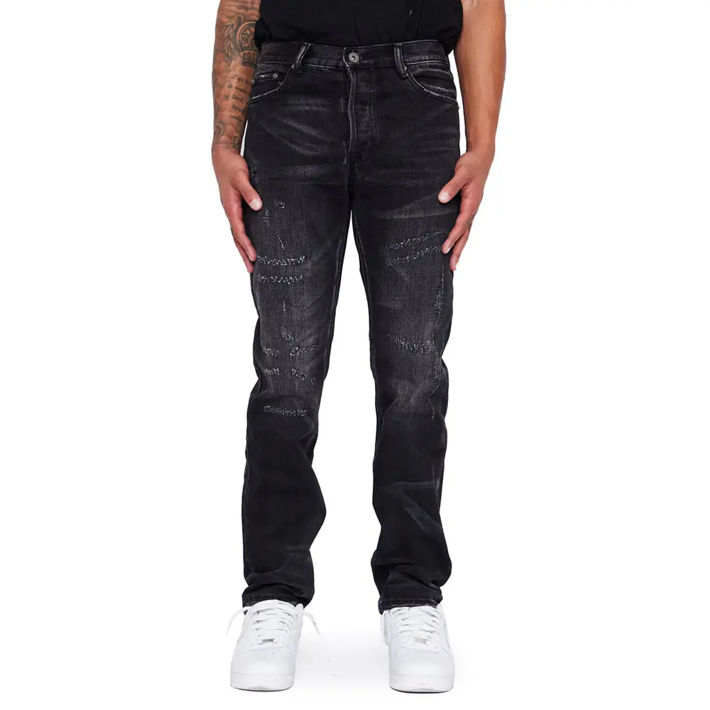 OEM Custom High Quality Men fashion Fall Casual Vintage Distress Ripped Black Men' s Denim Mens Jean Slim Fit Pants