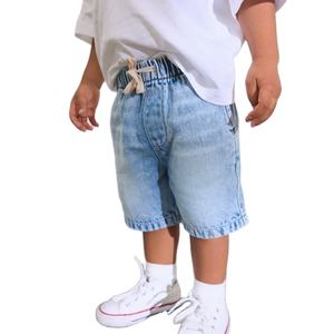 Short d'été confortable unisexe en denim pour bébé, taille haute avec fermeture à cordon de serrage, pantalon en denim pour garçon de 5 ans - Product Image 1