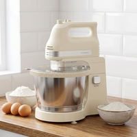 Batteur sur socle électrique 300W, 5 vitesses, bol mélangeur en acier inoxydable 3,5L, design inclinable, crochet pétrisseur, pour usage domestique et pâtisserie