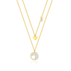 Nouveau Design Lovely <span class=keywords><strong>Coeur</strong></span> <span class=keywords><strong>Et</strong></span> Lune Charmes Collier Étanche Plaqué Or En Acier Inoxydable Couche Chaînes Collier Bijoux Pour Dame - Product Image 1