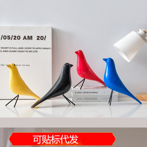 Figura de pájaro de madera moderna, 19cm de longitud, decoración realista de animales para sala de estar, hogar, tienda, exhibición - Product Image 5
