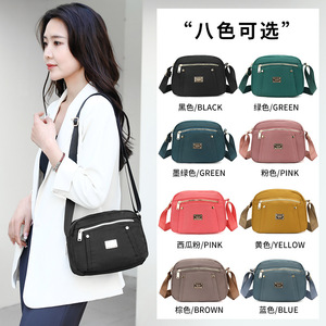 Women's Nylon Shoulder Bag Horizontal Square Zipper Closure Portable Everyday Use Pink Watermelon Red Spring 2025 - Product Image 5