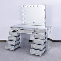 Salon design de luxe pour la chambre à coucher de la maison miroir éclairé en cristal coiffeuse à maquillage avec tiroirs