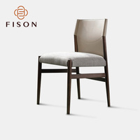 Chaise de salle à manger en bois massif de style Wabi-sabi, moderne et luxueuse, avec assise en tissu, chaise nordique italienne simple avec accoudoirs en coton et lin