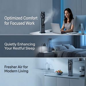 Smart Tower Fan Mist & Timer, Rechargeable 6-Speed Fan, 32.5Cm Portable Air <b>Cooler</b> With Led Light for Bedroom Office - Product Image 4