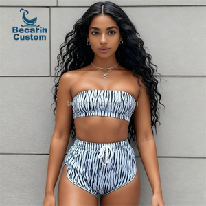 Conjunto de Top Tubular e Shorts Plus Size Personalizado OEM, Fabricantes de Roupas de Academia, Novos Conjuntos de <span class=keywords><strong>Yoga</strong></span> para Mulheres - Product Image 2