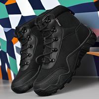 Bottes pour hommes grande taille, au-dessus du genou, tailles 39-47, style militaire, en cuir de vachette et velours Oxford