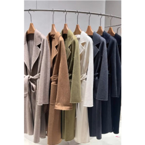Ventes en gros de manteaux en cachemire double face pour femmes, plusieurs couleurs, élégant manteau d'hiver, manteau en laine mélangée, drapé, grande taille - Product Image 1