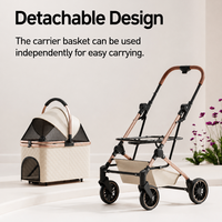 Poussette pliable pour animaux de compagnie, capacité de charge 35 kg, pliage en 3 étapes, panier amovible, roues pivotantes en EVA, poussette pour chien et chat, OEM ODM