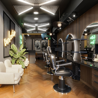 Chaise de barbier de style moderne et luxueux, tendance, haut de gamme, base en métal rétro, design de miroir circulaire