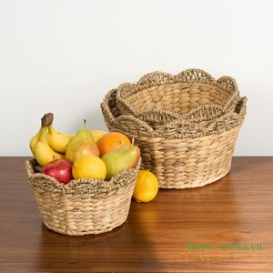 Ecoka Multifunction <b>Woven</b> Scalloped Rattan Round Eco-Friendly Storage <b>Basket</b> for Clothing High Quality From Vietnam - Product Image 5