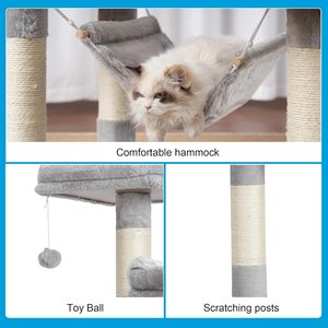 Torre para Gatos Alta de Madera Ecológica de Lujo con Logotipo Personalizado, Color Gris, con Poste Rascador para Gatos de Interior, Halloween - Product Image 5
