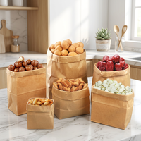 Bolsas de Papel Kraft para Comida para Llevar, de Fondo Cuadrado, de Alta Calidad, para Envasado con su Propio Logotipo Personalizado