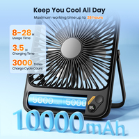 Ventilateur de table ultra-fin de grande capacité 10000mAh, nouvelle conception D3 2025, grand vent, faible bruit, ventilateur de bureau extérieur pour le camping avec batterie externe