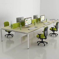 Vina, mobilier de bureau moderne en bois modulaire certifié E0, poste de travail ouvert pour 4 personnes